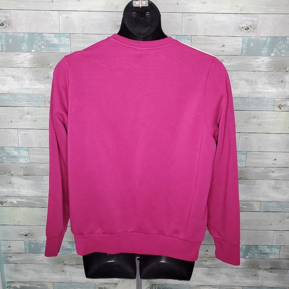Adidas Three Stripe Purple Pink Crew Neck Sweater - Picture 6 of 9